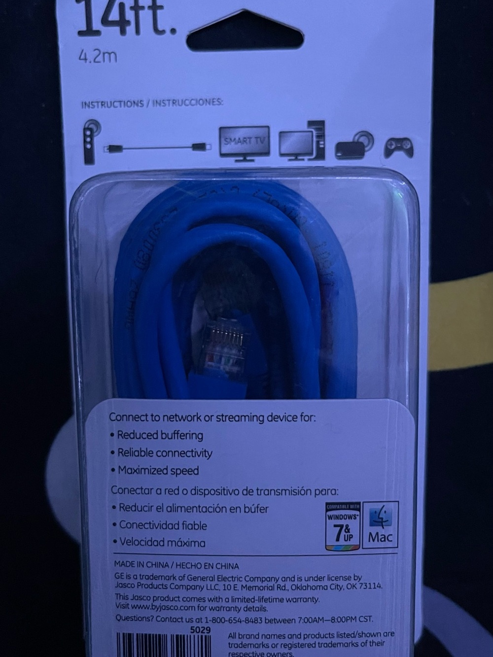 Blue 14ft RJ45 Ethernet Cable - Reliable Wired Network Connection